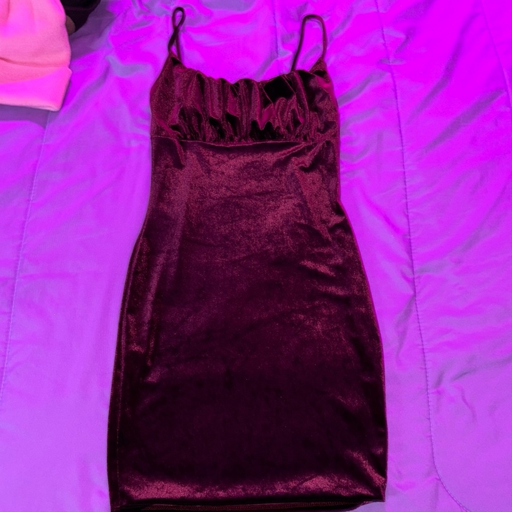 Burgundy velvet dress